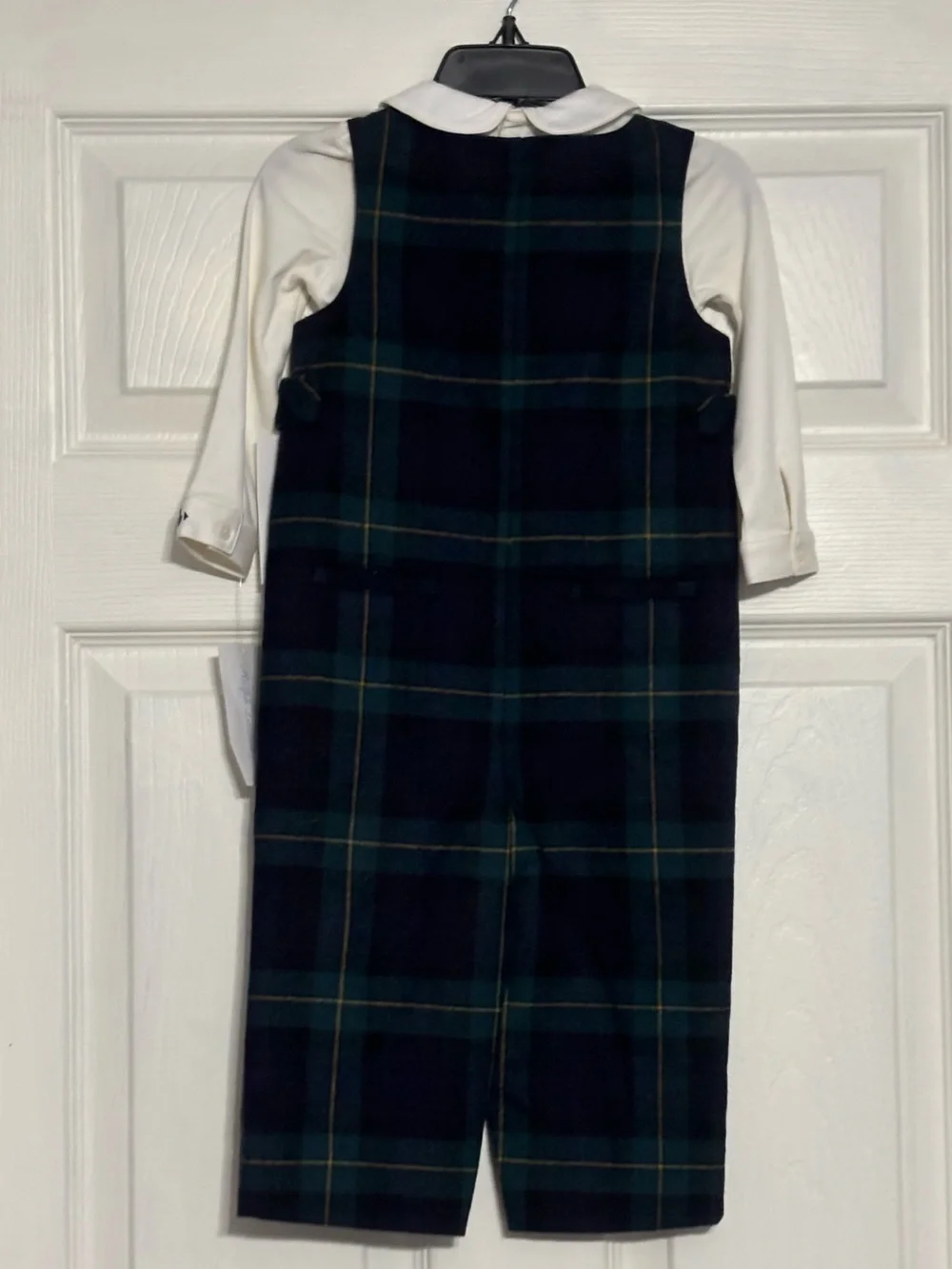 Ralph Lauren Navy and Green Plaid Longall with White Bodysuit Size 12M